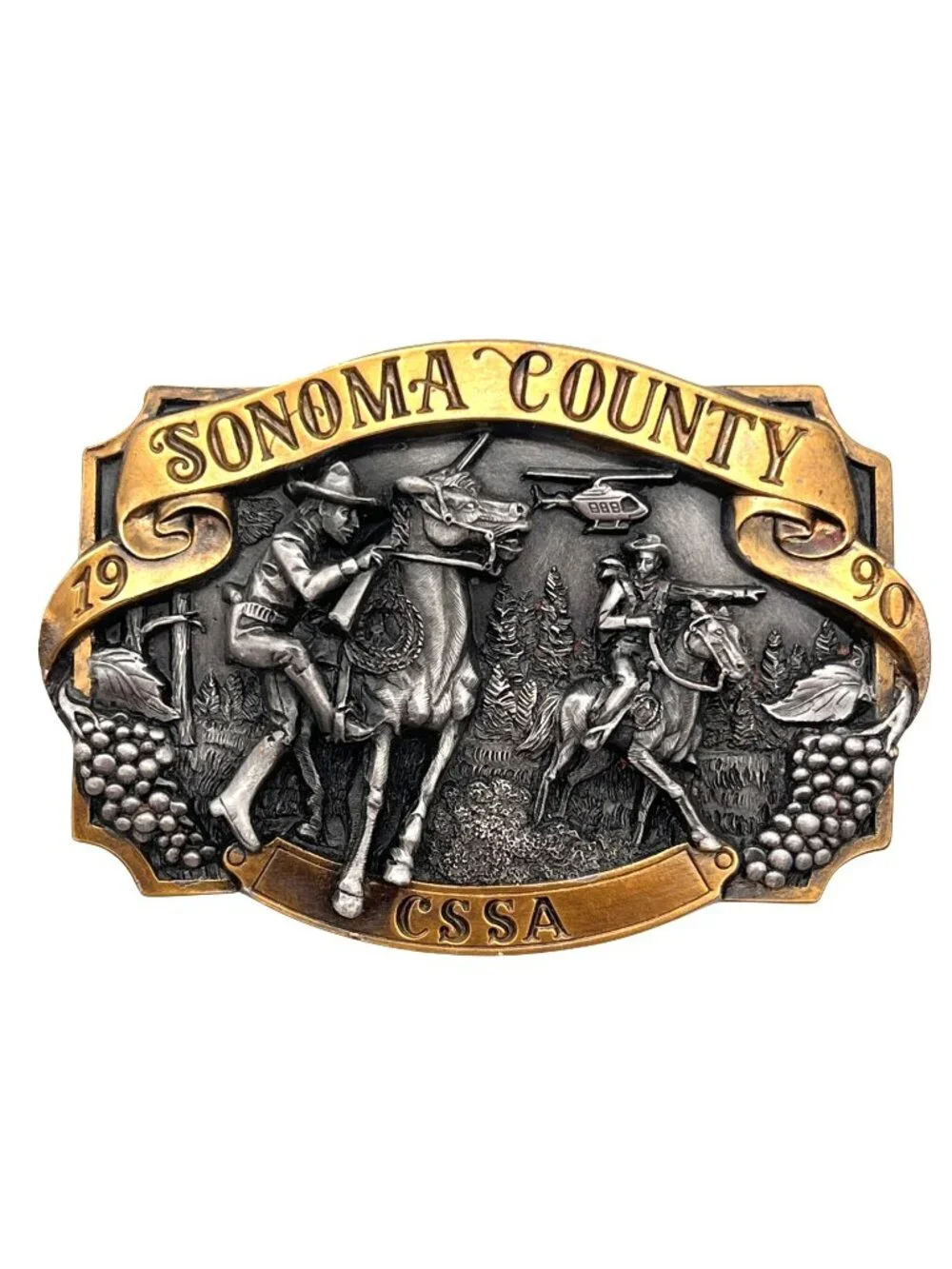 Sonoma County 1990 CSSA Limited Edition Sheriff Belt Buckle Bell Helicopter USA